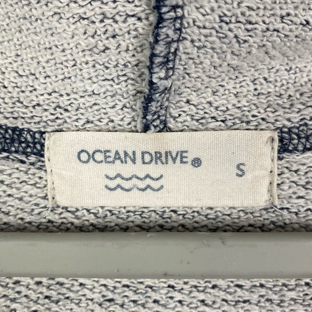 Ocean Drive Striped Hooded Drawstring Sweatshirt Women's Small Navy Blue White - Picture 9 of 10